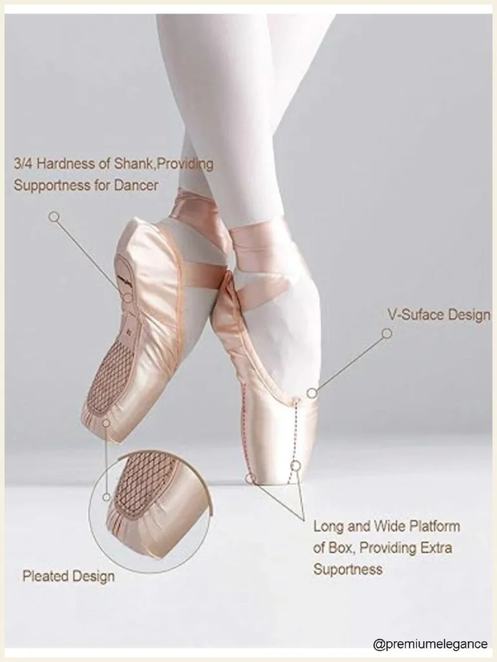 Ballet Pointe Shoes with Toe Pads - Ribbon Ballerina Shoes for Dance
